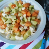 Salade de melon, concombre et mozzarella